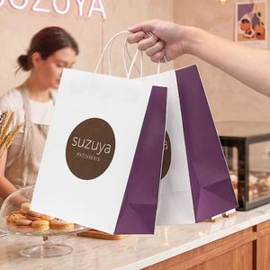 Custom Eco-Friendly Recyclable Thickened Kraft Bags with Handles <b>for</b> Cake Baking Dessert Food Packaging <b>Paper</b> Bag - Product Image 6