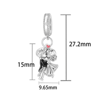 Breloques en argent pour bracelet, motif mariés, baiser garçon-fille, compatibles avec les bracelets originaux, bijoux de mariage Berluque