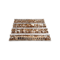 Règle transparente personnalisée 2-en-1 pour tuiles de mahjong, motif marbre Ivy festonné / marbre Bordeaux festonné, en acrylique, avec pousseur de mahjong américain