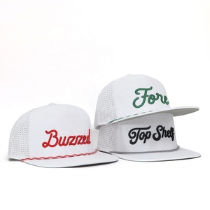 Gorra <span class=keywords><strong>de</strong></span> Golf para Hombre, Personalizada, Blanca, <span class=keywords><strong>de</strong></span> 5 Paneles, con Logotipo Bordado, Perforaciones Cortadas con Láser, Visera Plana, Secado Rápido, Cierre a Presión, Venta al Por Mayor - Product Image 3