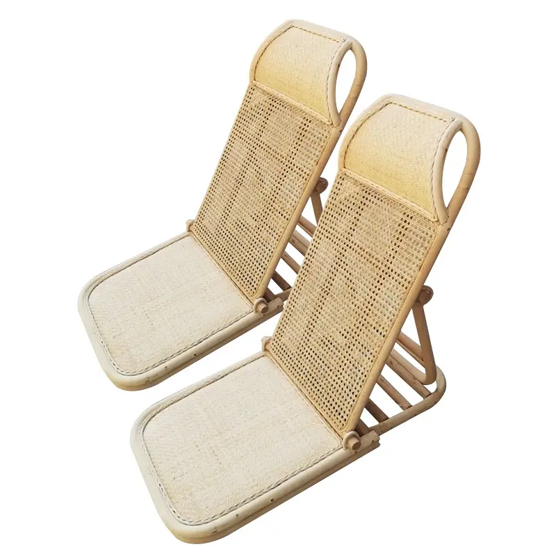 Tumbona reclinable de ratán para el suelo de la piscina, tumbona Tatami con marco de madera Natural y Ratán, moderna