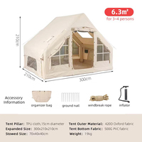 Ventes chaudes Tente gonflable 4 saisons à double couche 300D Oxford imperméable et coupe-vent à montage facile avec 2 portes à fermeture éclair