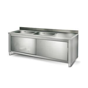 Victory Double Bowl Fregadero de cocina de acero inoxidable Gabinete inox Equipo de catering para hoteles Restaurantes Fábrica China directa - Product Image 1