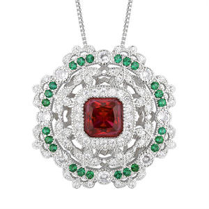 Ciondolo <span class=keywords><strong>di</strong></span> lusso a forma <span class=keywords><strong>di</strong></span> fiore Nano <span class=keywords><strong>di</strong></span> colore rosso <span class=keywords><strong>sangue</strong></span> e verde <span class=keywords><strong>di</strong></span> alta qualità per gioielli alla moda - Product Image 3