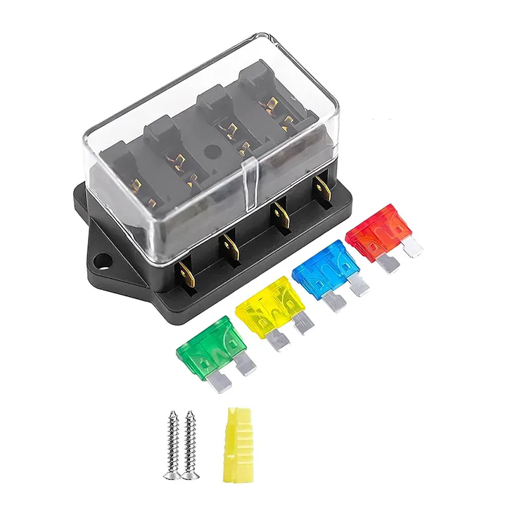 Soporte de circuito estándar de 12V CC, caja de bloque de fusibles de hoja de 4 vías para camión automotriz, barco, caravana marina, vehículo