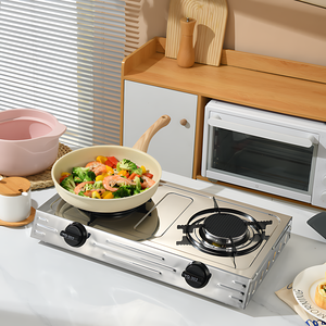 Réchaud à gaz portable hautement efficace Cuisine domestique Double brûleur Contrôle par bouton Réchaud à gaz avec pièces de rechange gratuites - Product Image 2
