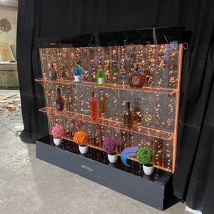 Acrylic Water Wall Panel Partition With LED Lights Contemporary Freestanding Storage Display For Bar Or Home Decor - Product Image 6