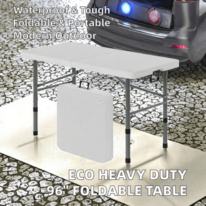 Mesa de Plástico Resistente y Ecológica de 96 Pulgadas con Marco de Aluminio para Acampar, Hacer Picnic, Plegable y Portátil - Banquete al Aire Libre - Product Image 2