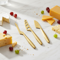 Ensemble de 3 couteaux à fromage et beurres en acier inoxydable de qualité supérieure, personnalisables, multifonctionnels et écologiques, vente en gros