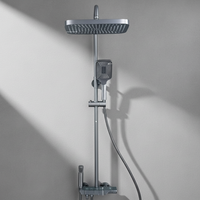 Ensemble de douche thermostatique de luxe en aluminium spatial chromé avec cartouche céramique, jet pluie et 4 fonctions, idéal pour hôtels, appartements et villas
