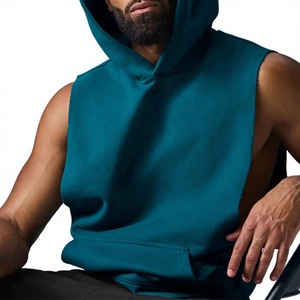 Exclusive Men's <b>Sleeveless</b> <b>Hoodie</b> Workout Shirt Stretch Athletic Fabric Comfortable Training Fit Custom Logo Colors Sizes - Product Image 2