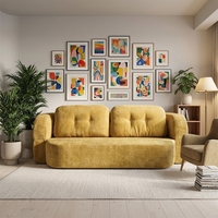Canapé-lit convertible pliable en forme de U, housse amovible en micro-velours, 3 places, design italien pour salon moderne, petits espaces