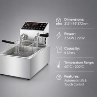Friteuse électrique automatique professionnelle 6L 3.5kW à levage automatique pour restaurants, snack-bars et fournisseurs de services alimentaires