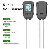 Alat Ukur Kesuburan Tanah 5 in 1, Pengukur PH Digital, Monitor Nutrisi, Penganalisis Cepat, Sensor Kesuburan Tanah