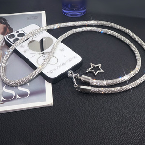 WOWEI Diamond-Encrusted Crossbody Chain Flash PVC Mobile Phone Lanyard and Bracelet