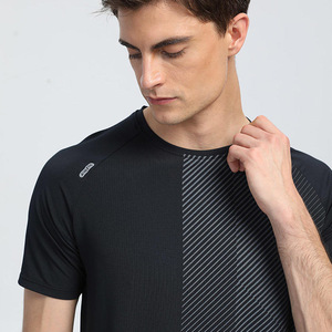 T-shirt à séchage rapide pour homme, manches courtes, col rond, avec motif, vêtements de sport, coupe ample, tissu fin - Product Image 1