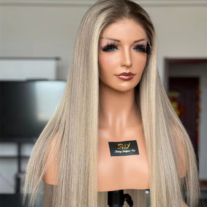 Pas de technologie de nœuds de blanchiment 22 pouces Balayage droite HD5 * 5 fermeture platine blond perruques de cheveux humains partie n'importe où - Product Image 1