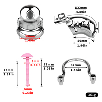 FRRK Cage de chasteté masculine Sissy avec anneau anti-chute Cage à bite en métal robuste avec prise urétrale en silicone Sex Toys pour hommes