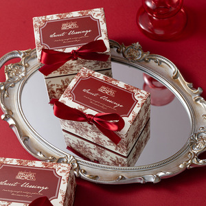 Scatola per Caramelle Elegante con Fiocco a Nastro per Feste di Matrimonio Primavera 2026, Confezione Regalo per la Festa della Mamma, Scatola per Caramelle da Matrimonio Pieghevole e Portatile - Product Image 2