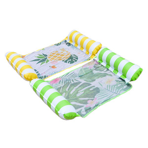 TANYOZHE Tumbona Flotante Inflable de 122x70cm con Estampado de Malla y Almohadas a Rayas para Adultos, Hamaca Acuática para Piscina - Product Image 2