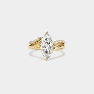 Anillo de Compromiso con Diamante Cultivado en Laboratorio, Corte Marquesa, Solitario de Lujo, Oro Blanco Sólido de 14K, Claridad VVS-VS Certificada, Anillo Premium - Product Image 4