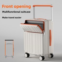 Valise cabine 20 pouces à ouverture frontale pour voyages d'affaires, avec poignée large, coque rigide en ABS et roulettes silencieuses