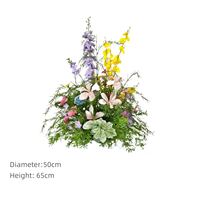 Premium bulk decoratieve bruiloft bloemenarrangementen met realistische, groene, blauwe bloemen voor de achtertuin.