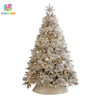 Sapin de Noël 7 pieds 9 pieds 12 pieds | Sapin de Noël floqué à LED, décoration de Noël, effet neige, sapin de Noël en PE PVC avec lumières