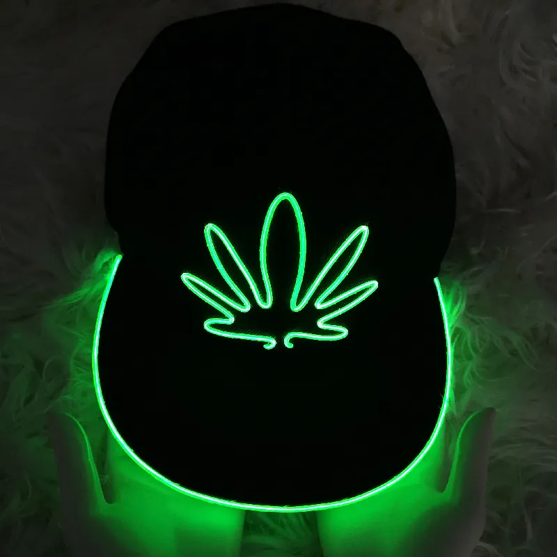 Unisex 1.5V Bright Neon Night Lamp EL Wire Cold Light Glowing Punk Rock Cap Led for Rave or Party
