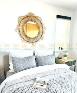 Ratán redondo moderno para espejo de pared Halo, decoración costera para baño, dormitorio y hogar, espejo decorativo para sala de estar - Product Image 6