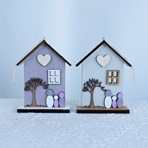 Adorno de Madera de Alta Calidad para el Hogar, Personalizado con 3 Miembros de la Familia, Decoración Hecha <span class=keywords><strong>a</strong></span> Mano para Estantes - Product Image 1