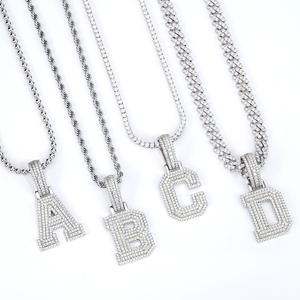 Colgante Personalizado de Plata de Ley 925 Chapado en Oro Blanco con Letras Iniciales de la A a la Z, con Incrustaciones de Moissanita, Estilo Hip Hop, Joyería Brillante con Diamantes - Product Image 6