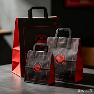 Wholesale Custom Printed Brown Kraft <b>Paper</b> Takeaway Bag Flat Handle Recyclable Food Delivery Bag - Product Image 3