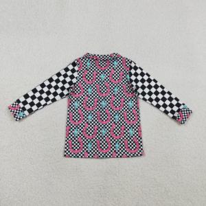 Camisa Casual RTS para Niñas, Estilo Occidental, Estampado Turquesa, Algodón y Spandex, Transpirable, Cuello Redondo, Manga Larga, con Botones, Primavera-Otoño, Venta al Por Mayor - Product Image 2