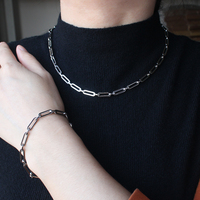 Nouvelle Chaîne en Acier Inoxydable Plaqué Argent, Maillons Type Câble 4MM, Colliers Chaîne Trombone pour Femmes et Hommes