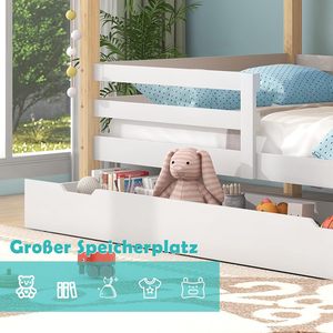 Bunk <strong>Bed</strong> With Ladder and Large Drawers,For 2 Children With Fall Protection and 2 Slatted Frames,<strong>Pine</strong> Children's <strong>Bed</strong> - Product Image 4