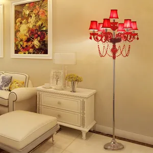 Modern Red Floor <strong>Lamps</strong> Standing <strong>Fabric</strong> <strong>Shade</strong> for Bedroom Decor Beside Lighting Fixture Lustres Stand <strong>Lamp</strong> for Living Room - Product Image 1
