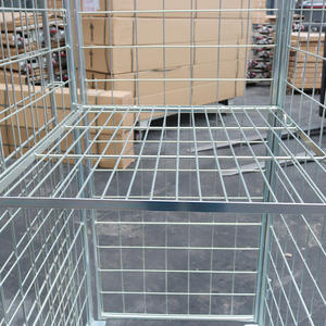 फोल्डेबल टिकाऊ गैल्वेनाइज्ड स्टील जाल रोल पिंजरे 500 किलोग्राम क्षमता L760xd850xh1870 सुपरमार्केट लॉजिस्टिक परिवहन - Product Image 4