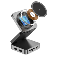 Hub USB-C Multifunción con Carga Inalámbrica y Soporte para Tarjeta Micro SD, Aleación de Aluminio, USB 3.0 de Alta Velocidad 5Gbps