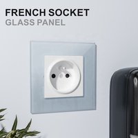 Prise française mise à la terre 16A 250V prise de courant électrique avec panneau en verre trempé de 3MM norme européenne à l'épreuve des enfants