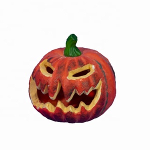 Citrouille en mousse lumineuse orange réaliste <span class=keywords><strong>Jack</strong></span>-O'-Lantern Décoration de table d'Halloween Visage <span class=keywords><strong>mal</strong></span>éfique Décoration murale de récolte Décoration de fête - Product Image 2