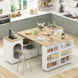 Gabinete de <span class=keywords><strong>Cocina</strong></span> Giratorio 360° Personalizado <span class=keywords><strong>con</strong></span> Cajón y Estantes, Isla de <span class=keywords><strong>Cocina</strong></span> Móvil <span class=keywords><strong>con</strong></span> <span class=keywords><strong>Ruedas</strong></span> para Comedor, Bar en Casa, <span class=keywords><strong>Cocina</strong></span> - Product Image 5