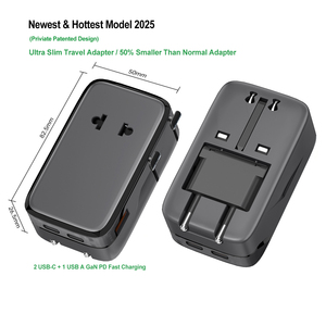 Phổ Travel Adapter 3-cổng Power Adapter với 1 AC 2 <span class=keywords><strong>USB</strong></span>-A 2 <span class=keywords><strong>USB</strong></span>-C cổng PD 25 Wát siêu mỏng Nano Du Lịch Ổ cắm ổ cắm - Product Image 2