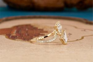 ว่าวคู่ที่สง่างามแหวนเพชรแฟชั่นทำด้วยมือเครื่องประดับเพชรหรูหราเป็นประกายดีไซน์เหนือกาลเวลา - Product Image 3