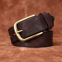 Ceinture en cuir véritable pour homme avec gravure laser, ceinture en cuir de vachette, ceinture en cuir tendance pour homme, ceinture pour jean avec boucle à ardillon