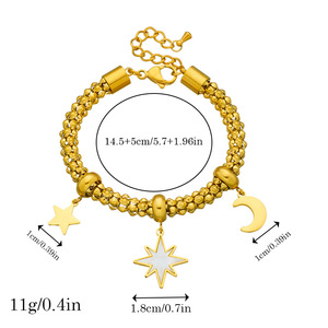 Fashion Charm Bracelet Gold Plated Star Moon Flower Turquoise Pendant Women's Jewelry Gift Accessory - Product Image 4