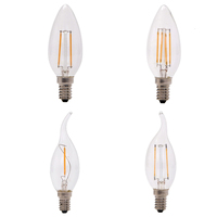 Ampoules LED à filament vintage Edison C35, 2W, 4W, 6W, à 360 degrés, en verre, dimmables, pour éclairage de bougies, culots E12, E14, E17, B15
