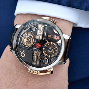 Orologio Scheletrato da Uomo Cassa in Acciaio Inossidabile 49MM Quadrante Rosso Rosa Movimento Meccanico Cinturino in Vera Pelle - Product Image 5