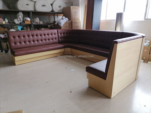 オーダーメイド ホスピタリティ家具 モダン 無垢材ダイニングセット 革製U字型 レストランブース席 (カフェ・コーヒーショップ向け) - Product Image 5