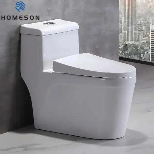 Grosir lemari putih murah Amerika Selatan keramik dual flush siphonic satu bagian toilet untuk hotel kamar mandi